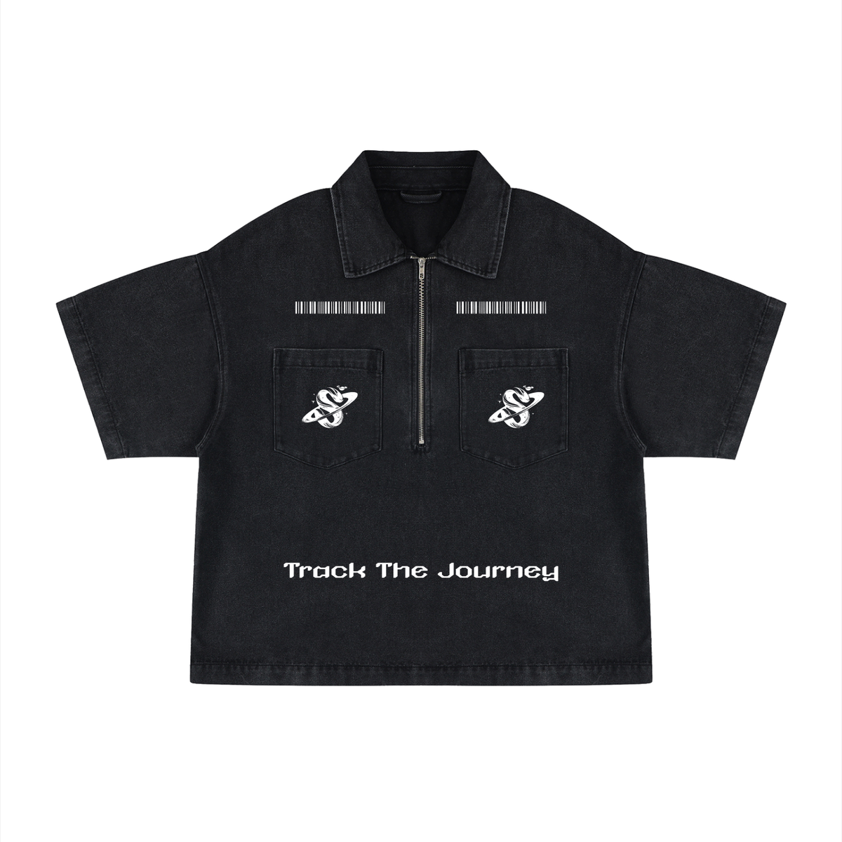 Track The Journey (Boxy Quarter-Zip Denim Shirt)