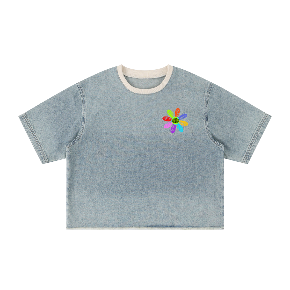 The Dream Garden (Boxy Raw Hem Denim T-Shirt)