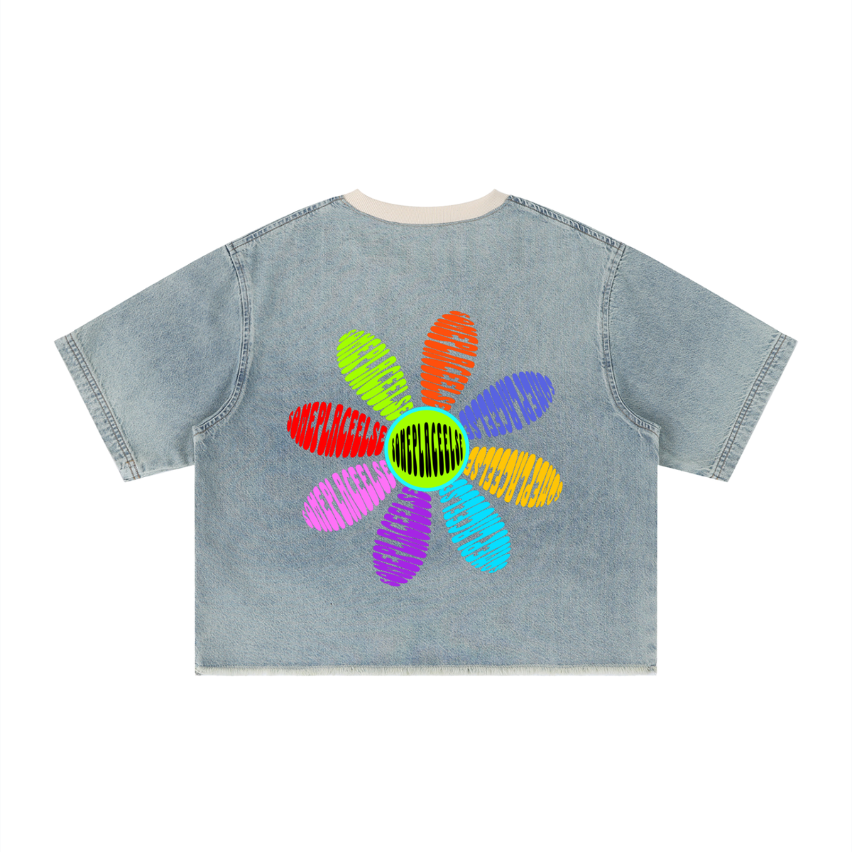 The Dream Garden (Boxy Raw Hem Denim T-Shirt)
